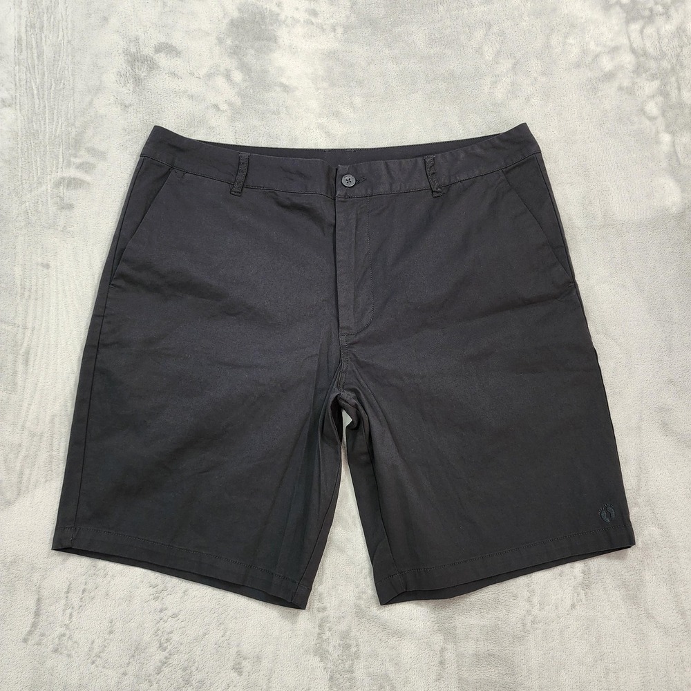 NEW Hang Ten Shorts Mens 38 Black Coastal Chino Stretch Flat Front Casual Summer